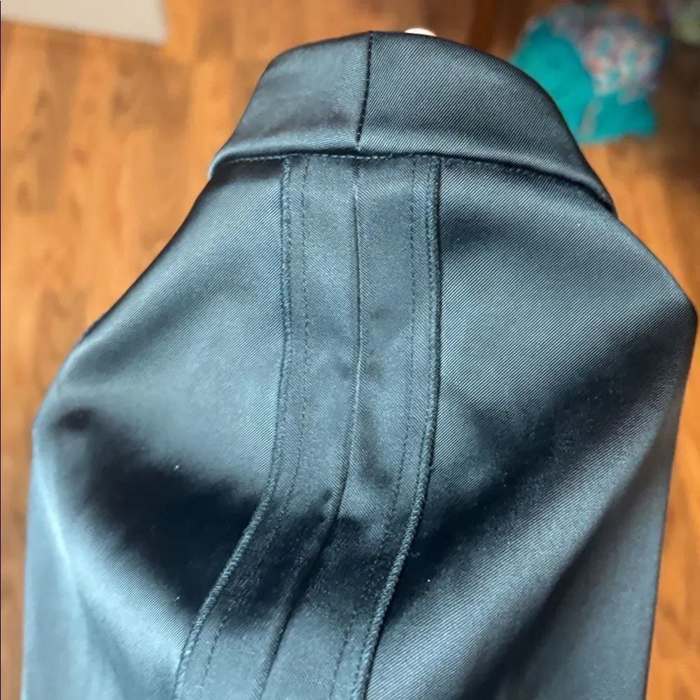 Juicy Couture Black Satin Mini Skirt, exposed seams, zipper, 10 - Picture 6 of 10